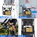 Wheelchair Bag, Walker Bag, Wheelchair Side Bag, Armrest Organizer Pouch with Cup Holder Attachment and Reflective Strip, Accessories for Most Wheelchairs, Walker, Rollators (Khaki)