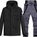 Men's Ski Jacket and Pants Set Waterproof Snowsuit Windproof Snow Suit Winter Outdoor Ski Suit L
