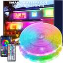 80FT Outdoor RGB LED Strip Lights, IP68 Music Sync Led Lights with App Control and Remote,Color Changing Waterproof Led Rope Lights for Outdoor, Balcony, Roof, Garden, Stairs