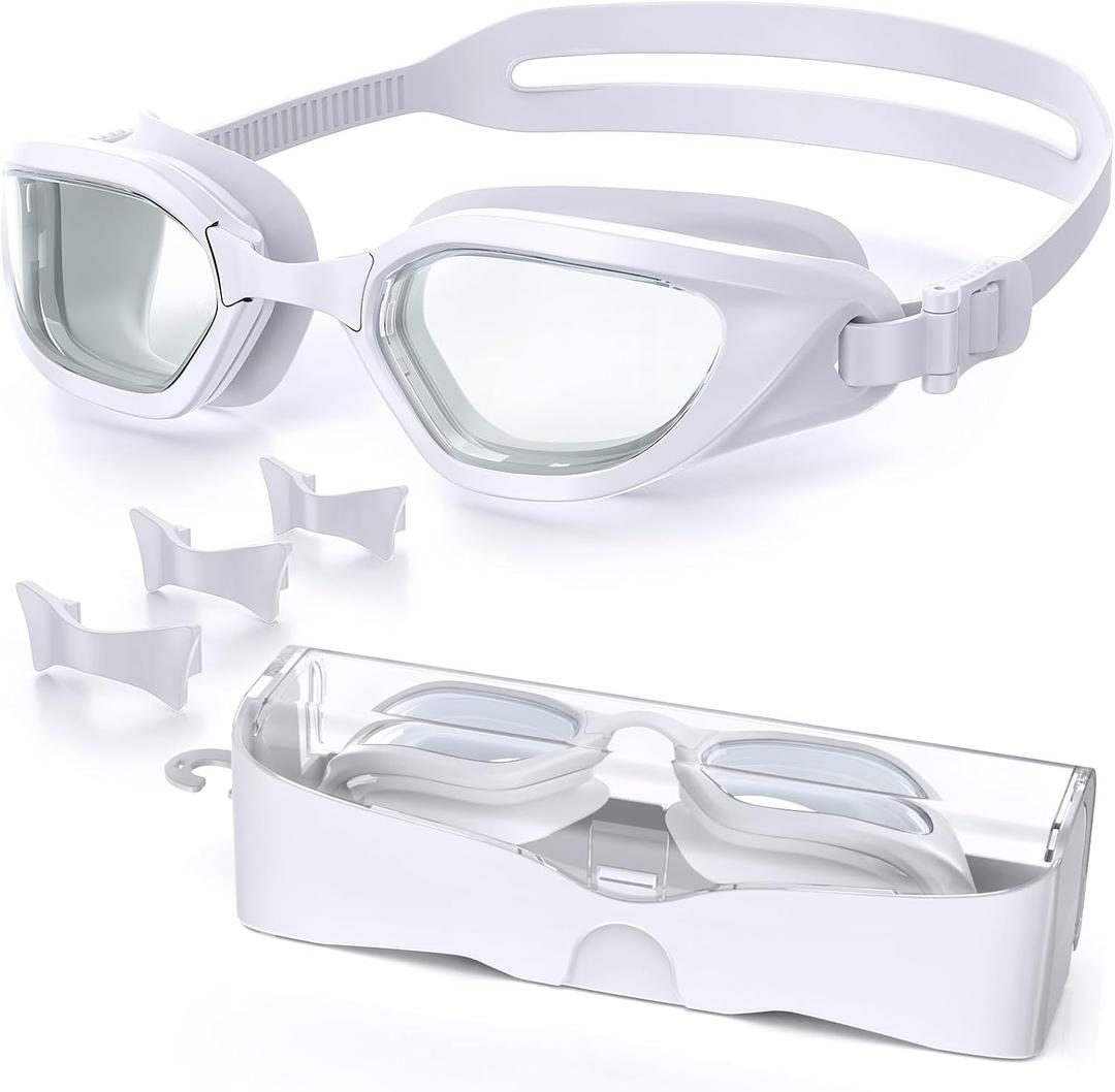 Swim Goggles, Unisex Adult Swimming Goggles Anti Fog Anti UV No Leakage Wide View for Men Women Youth