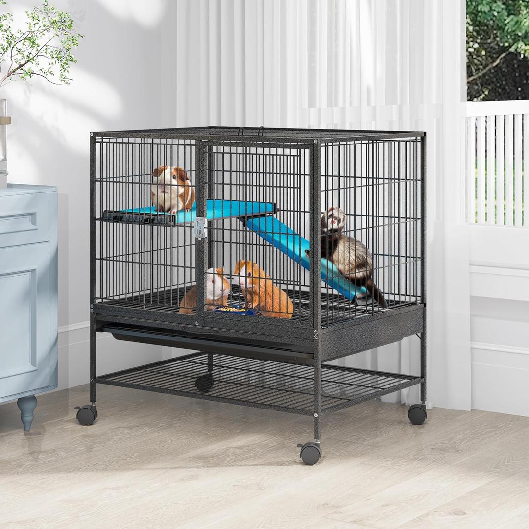 YITAHOME Metal 2-Tiers Small Animal Cages for Rats Ferret Chinchilla Guinea Pig Large Hamster Indoor Cage