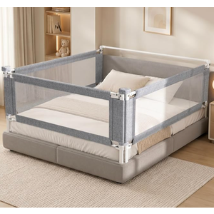 3-Piece Queen Size Bed Rail for Toddlers - Adjustable Baby Bed Rail Guard, Kids Safety Bed Rail for Queen Size Bed (78.7"x78.7"x60"-Grey)
400+ bought in past month