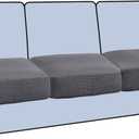 H.VERSAILTEX Super Stretch Individual Seat Cushion Covers Sofa Covers Couch Cushion Cover Slipcover Sets Thick Jacquard Textured Twill Fabric (3 Piece Sofa Cushion Covers, Grey)