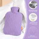 samply Hot Water Bottle with Cover, 2L Hot Water Bag for Hot and Cold Compress, Hand Feet Warmer, Neck and Shoulder Pain Relief, Light Purple