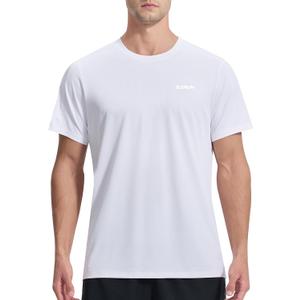 EZRUN Men's Lightweight Short Sleeve T-Shirt Quick Dry Workout Running Athletic Swim Shirts Fishing Rash Guard (X-Large, White)