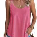 Eachrise Womens Tank Tops Summer Sleeveless Casual Spaghetti Strap Blouses Eyelet Embroidery Loose Fit Tunic Shirts.2XL