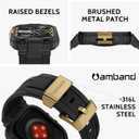 amBand Compatible with Apple Watch Series 11/10 46mm Bands Case for Men, M1 Sport Rugged Heavy Duty Cover Tactical Strap Military Protector Bumper for iWatch Workout Accessories 46 mm - Black Gold