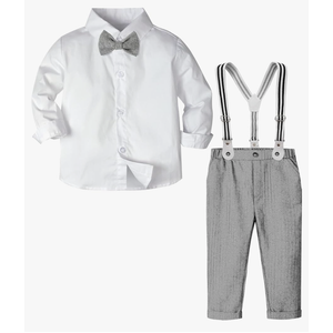A&J DESIGN Toddler Suit Boys Baby Wedding Dress Clothes Kids Formal Outfit Set with Suspender