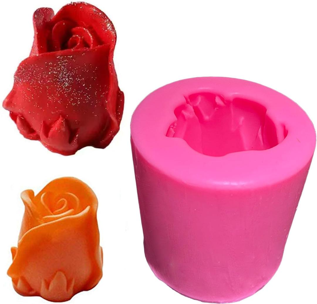 Rose Bloom Flower Soap Silicone Mold, 3D Flowers Handmade DIY Candy Melt Mold, Chocolate Cookie Making Tools, Christmas Cake Candles Resin Moulds, Christmas Party Decoration Gift for Oven Cupcake