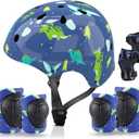 Kids Helmet with Knee Pads Elbow Pads and Wrist Guards,Child Protective Gear for Boys Girls Age 3-5-8 Years fit Roller Skates, Skateboarding, Scooter Bicycle Skate Scooter Skateboard (Blue)