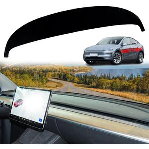 2 x Dash Cover Mat for Tesla Model Y Juniper 2025 2026 Dash Mat Dashboard Cover Dashboard Pad Dash Mat for Model Y Juniper Accessories Dash Cover Mat All-Weather Polyester Black