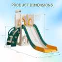 6 in 1 Toddler Slide,Kids Climber Slider for Indoor Outdoor Playground with Basketball Hoop,Storage and Telescope,L Shaped Slide for Toddler Climber Playset (Green)