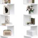 HOOBRO Corner Shelf Wall-Mounted, Set of 2 Floating Corner Shelves for Wall, 4-Tier Corner Bookshelves for Living Room, Bedroom, Bathroom, Home Office, White WT25BJP201 (41.3 Inches)