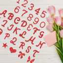 82 PCS Rhinestones Letter Patches Alphabet A-Z, Self Adhesive Number Patch 0-9 Glitter Stickers, Bling Star Butterfly Flower Iron on Letters for Clothing Bags Hats DIY Works(Red)