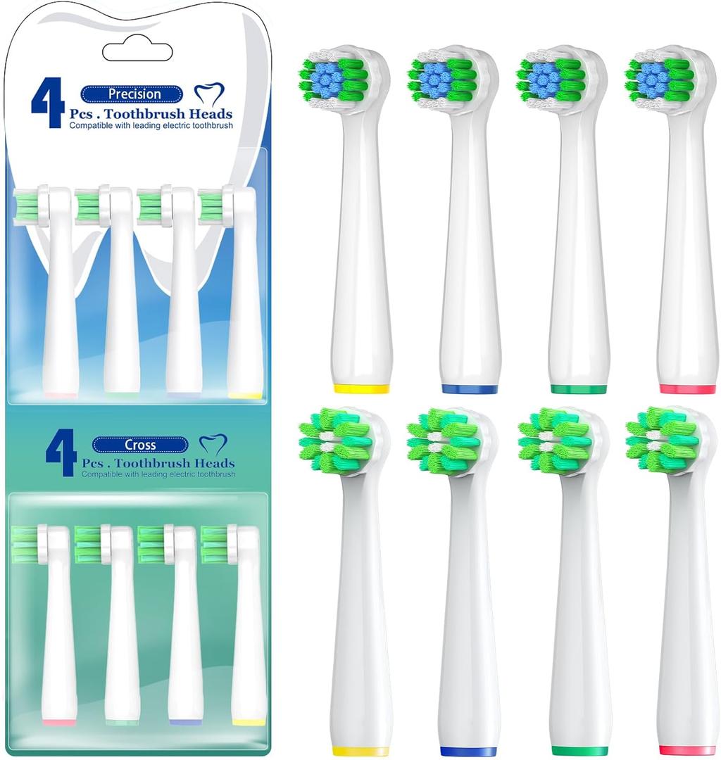 Replacement Toothbrush Heads Compatible with Oral B Braun Pro 1000 Electric Toothbrush Heads, 8 Count Precision Clean Brush Heads Refill Compatible with Oral B Pro 100/500/1000/1500/Genius X (4 Pre 4 Cross)