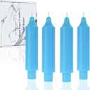 Blue Short Taper Candles 6 inch Candle Sticks Unscented Dinner Candle Dripless for Home Decor,Set of 4