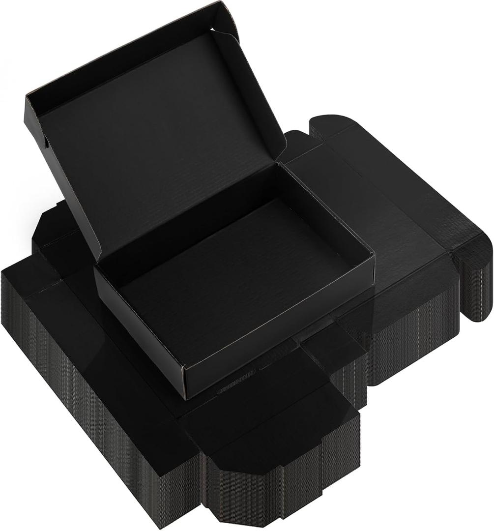Rempry 40 Pack 9x6x2 Inches Black Shipping Boxes, Cardboard Corrugated Mailer Boxes for Packaging Small Business, Small Gift Boxes for Mailing Present