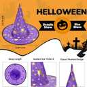 2 x Zando Halloween Kids Witch Hat For Boys Girls Women Star Print Wizard Hat Witch Hat Decoration Witch Accessories (One Size, X Purple & Orange)
