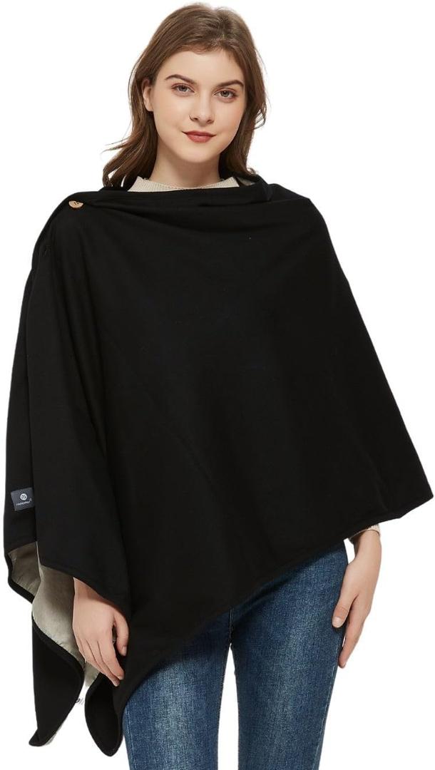 Radia Smart EMF Poncho Blanket, 5G, Wearable Faraday Blanket, RF Shielding, WiFi Blocker, EMF Clothing 28" x 72", Black/Grey