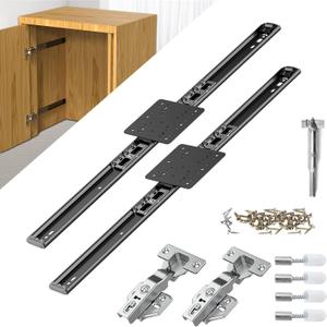Pisman 18 Inch Pocket Door Slides 2 PCS, Complete Hidden Sliding Hardware Kit for Inset Cabinet Doors, 45lbs Capacity Space Saving Solution for Kitchen Pantry and Closet