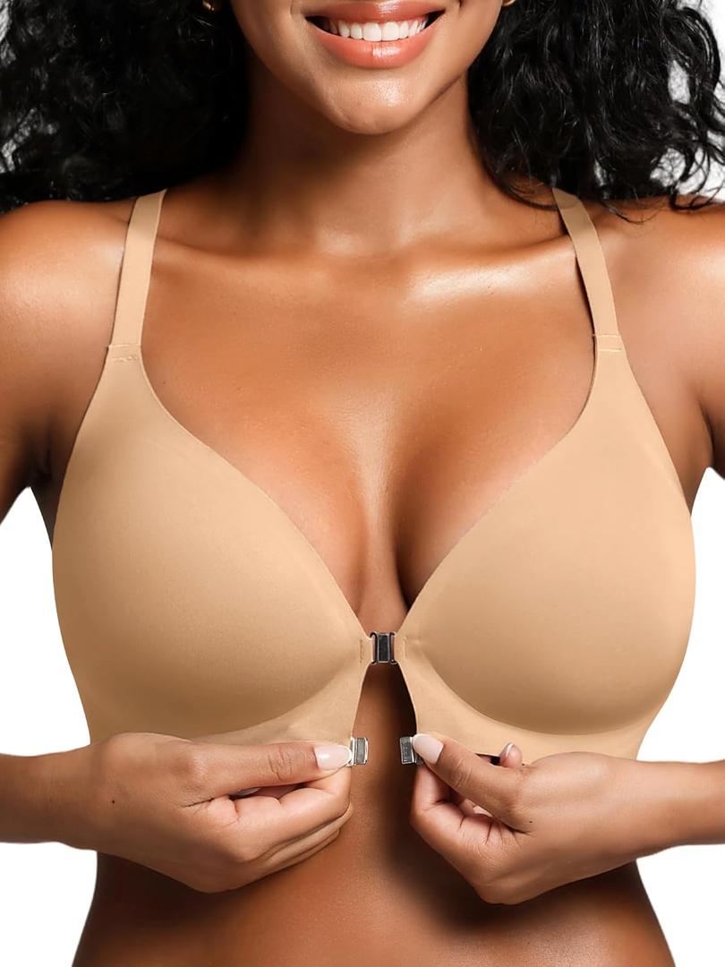 Racerback Bras with Metal Magnetic Front Closure - Wireless for Women No Underwire Seamless Supportive Bralettes (Teal, M)