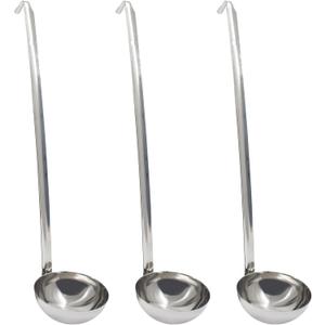 Auvotuis 8 Oz Stainless Steel Ladle, 3 Pcs Sturdy Soup Ladle, 15" Long Handle Length for Stirring, Portioning and Serving Soup and Stew in Restaurants and Home (3.9" Bowl Diameter）
