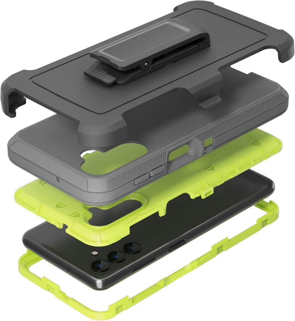 Compatible with Samsung Galaxy A13 5G Case(NOT for A13 4G), with Belt Clip Holster Heavy Duty Rugged Shockproof Full Body Protection Kickstand Phone case for Samsung Galaxy A13 5G (Dark Grey+Green)