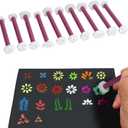 Flower Petal Tools for Dot Painting, 20 Shapes Dotting Pens, Mandala Dot Art Tool for Rocks, Petal Shape Embosssing Tools for Painting Dots, 10 Pens (Purple)