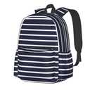 KOSUES Classic Navy Blue And White Stripes Horizontal Striped Laptop Backpacks Double Shoulder Laptop Pack Bag Casual Back Pack Lightweight Daypack Bags With Side Pockets For Business Travel Hiking