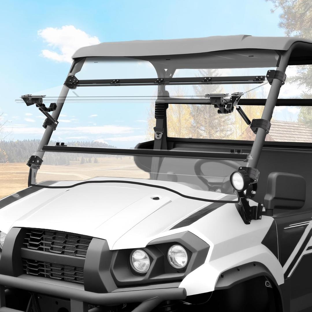 3-in-1 Flip Up Windshield for Kawasaki Mule Pro MX,Clear 1/5" Hard Coated Front Flip Windshield UTV Adjustable Windscreen for Kawasaki Mule Pro MX 2019-2026 Accessories,Can Open/Vented/Closed