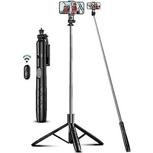 71" Phone Tripod & Selfie Stick, All in One Extendable Cell Phone Tripod with Wireless Remote, Tripods Stand for iPhone & Travel Selfie Stick 360° Rotation Compatible with iPhone Android, Camera
