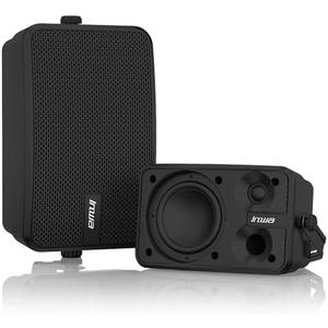 Inwa Outdoor Bluetooth Speakers, 400W Active Passive Wall Mount Speaker, Waterproof Wireless Indoor/Outdoor Stereo Sound Set W/Aux in, Sound System for Patio/Porch/Gazebo/Garage(Pair, Dark Black)