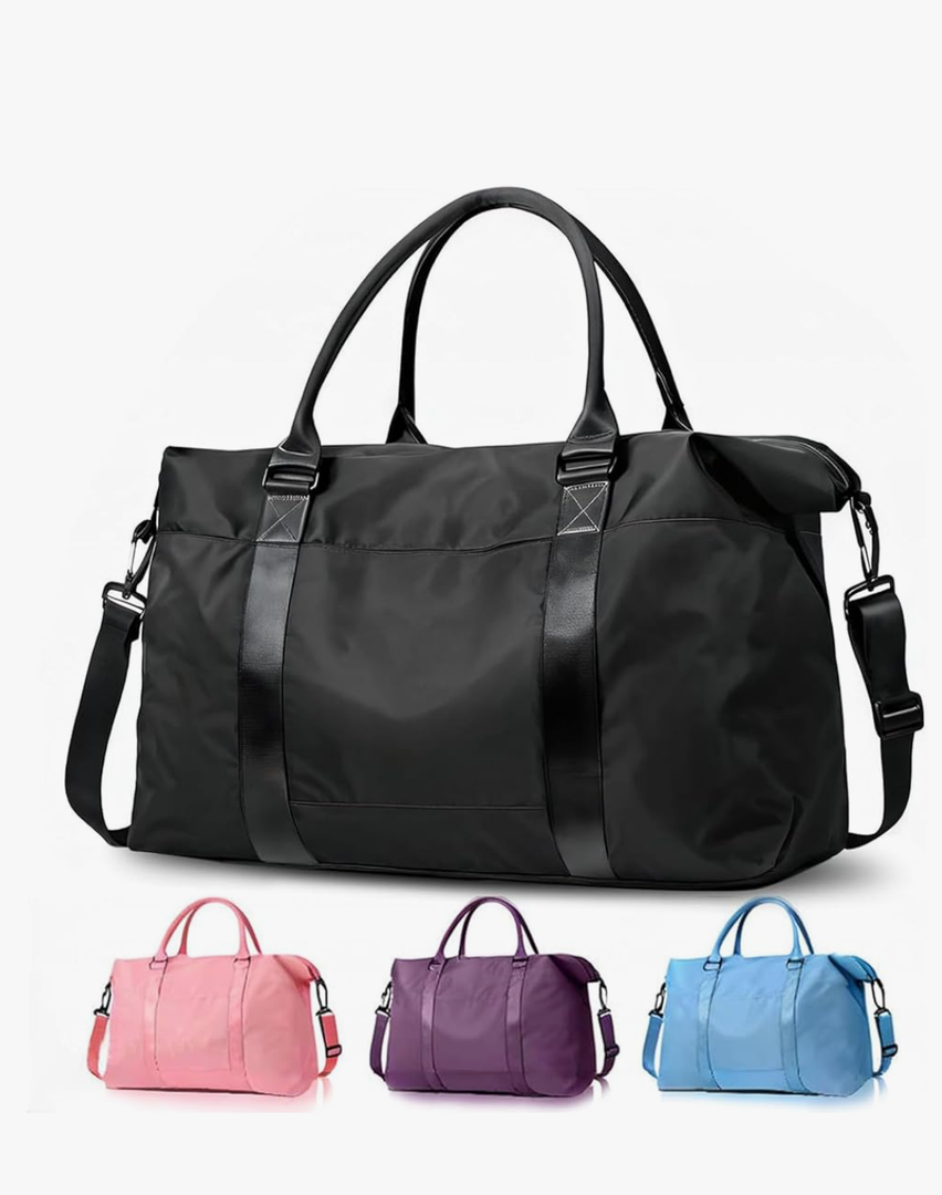 Travel Duffle Bag, Weekender Travel Bag Men Small Gym Bag for Women, Hospital Bag for Labor and Delivery, Overnight Bag Luggage Bag with Trolley Sleeve, Airplane Travel Essentials for Flying(Black)