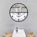 Large Wall Clock,Decorative Metal Wall Clocks with Storage Rack and Hooks