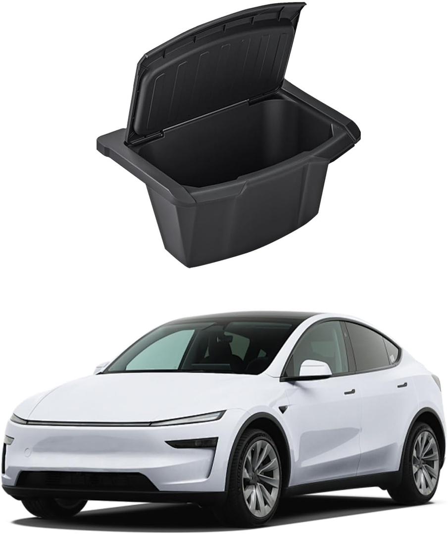 Rear Center Console Organizer for New Model Y Juniper Trash Can with Anti-Slip Lid Cover Backseat Storage Box 2nd Row Seat Organizer Bin for Model Y Juniper Accessorie 2025 2026 (1pcs)