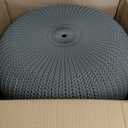 KETER Urban Knit Pouf Ottoman Set of 3 with Storage Table for Patio and Room Dcor-Perfect for Balcony, Deck, and Outdoor Seating, Cream & Taupe