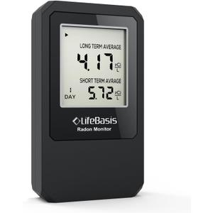 Life Basis Home Radon Detector, Portable Radon Tester for Home with Long and Short Term Radon Monitoring 0-500 pCi/L Range Battery Operated (Including Battery)