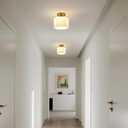 XSDeTu Milk Glass Semi Flush Mount Ceiling Light, Modern Gold Light Fixture, Mid-Century Hexagonal Close to Ceiling Lamp, Small Chandelier for Hallway Entryway Foyer Closet Bedroom, 2 Pack