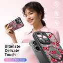 FUNMIKO for iPhone 15 Pro Case Wireless Charging & Military-Grade Protection - Cute Floral Design for Women Girls, Non-Slip Matte Cover with Shockproof Corners - Cherry and Bows