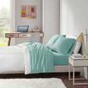 Intelligent Design ID20-695Cotton Blend Jersey Knit Wrinkle Resistant, Soft Sheets with 14" Deep Pocket All Season, Cozy Bedding-Set, Matching Pillow Case, Twin, 3 Piece , Aqua