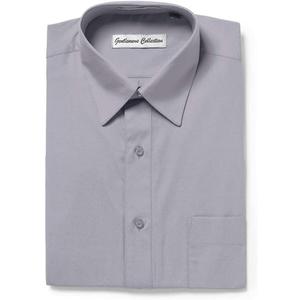 Mens Short Sleeve Classic Fit & Slim Fit Easy Care Dress Shirt - Colors (14.5" Neck, Gray)