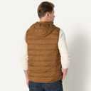 Amazon Essentials Men's Regular-Fit Lightweight Water-Resistant Hooded Puffer Vest (Brown, S)