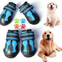 CovertSafe& Dog Boots for Dogs Non-Slip, Waterproof Dog Booties for Outdoor, Dog Shoes for Medium to Large Dogs 4Pcs with Rugged Sole Black-Blue Size 1