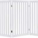 unipaws 36H Free Standing Pet Gate for Dog and Cat, Tall Wooden Dog Gates for Doorway, Stairs, Doggy Room Divider, Foldable Pet Fence for The House, Expandable Doggy Barrier, Indoor Use, White
