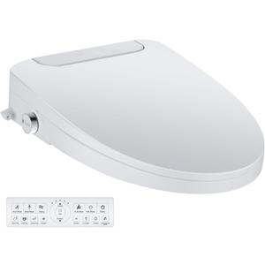Electric Bidet Toilet Seat, Elongated, Warm Water with Air Dryer, Heated Seat and Slow Close Lid, Front and Rear Wash, LED Nightlight, Wireless Remote, White, 101