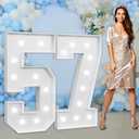 Marquee Numbers Large 57th-Birthday Decorations: 4ft Light Up Number Party Decor 57 Year Old Women And Men 75th Birthday Decoration Backdrop 75 Anniversary Cardboard Big Mosaic Balloon Frame Number 57