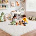 8x10 Area Rugs for Living Room, Ultra Soft Fluffy Shag Floor Carpet, Modern Indoor Plush Fuzzy Rugs for Bedroom Kids Room Nursery Dorm Home Decor Aesthetic, Cream White