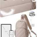 Wandering Nature Sling Bag for Women Lightweight Quilted Crossbody Bag Fits for 11" Tablet with Breathable Back Panel Anti Theft Pocket Padded Strap USB Charge Port, Ideal for Travel, Daily Use (Beige)