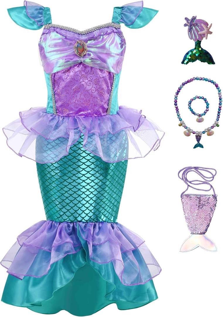 Little Girls Mermaid Princess Costume for Girls with Accessories for Halloween Birthday Christmas 150