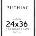 puthiac 24x36 Solid Oak Wood Picture Frame, No Mat, Wall Display Only, Vertical or Horizontal, Plexi Front, 1 Pack, Black